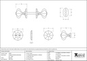 Beeswax Large Octagonal Mortice/Rim Knob Set - 33064 - Technical Drawing