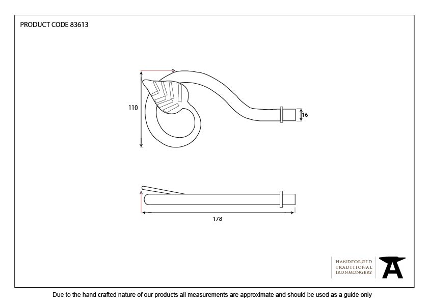 Beeswax Leaf Curtain Finial (pair) - 83613 - Technical Drawing