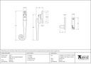 Beeswax LH Locking Night-vent Monkeytail Fastener - 33267 - Technical Drawing