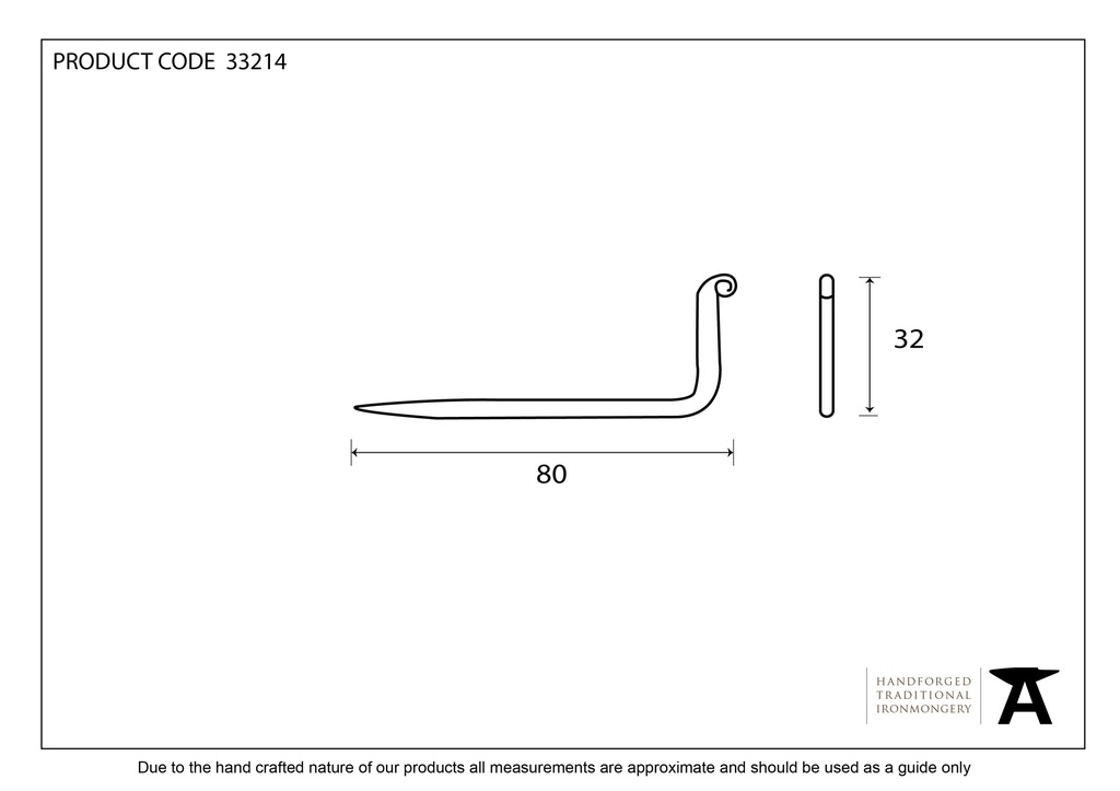Beeswax L Hook - Large - 33214 - Technical Drawing
