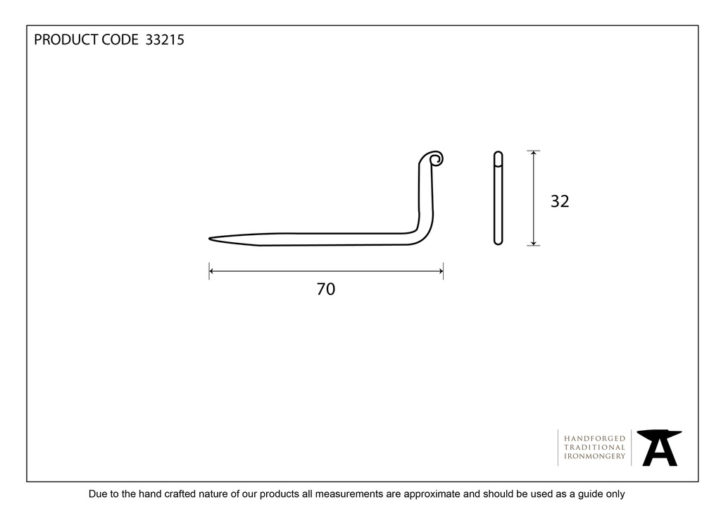 Beeswax L Hook - Small - 33215 - Technical Drawing