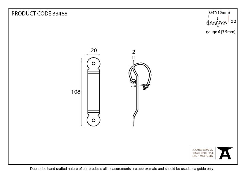 Beeswax Locking Penny End Screw on Staple - 33488 - Technical Drawing