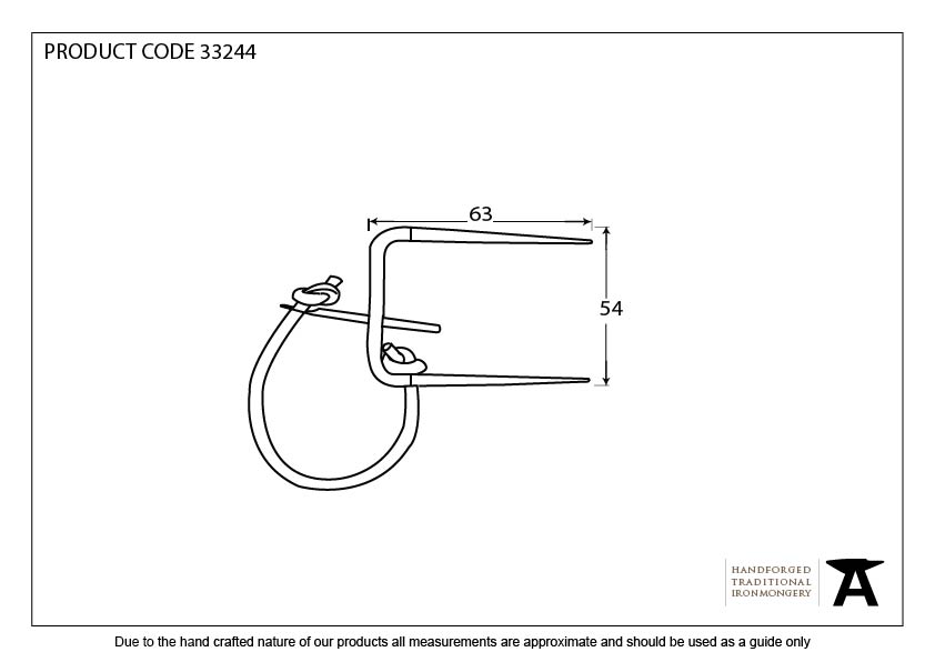 Beeswax Locking Staple Pin - 33244 - Technical Drawing