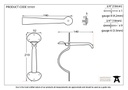 Beeswax Medium Bean Thumblatch - 33101 - Technical Drawing