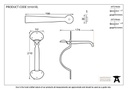 Beeswax Medium Bean Thumblatch - XL - 33101XL - Technical Drawing