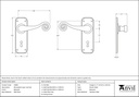 Beeswax Monkeytail Lever Lock Set - 33900 - Technical Drawing