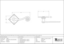 Beeswax Monkeytail Lever on Rose (Diamond) - 33848 - Technical Drawing