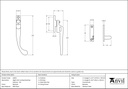 Beeswax Night-Vent Locking Peardrop Fastener - RH - 33022 - Technical Drawing