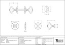 Beeswax Octagonal Mortice/Rim Knob Set - 33228 - Technical Drawing