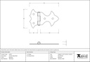 Beeswax Ornate Hinge (pair) - 33219 - Technical Drawing