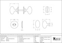 Beeswax Oval Mortice/Rim Knob Set - 33229 - Technical Drawing