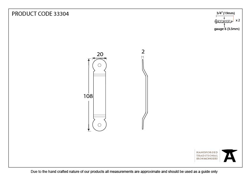 Beeswax Penny End Screw on Staple - 33304 - Technical Drawing