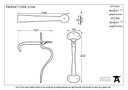 Beeswax Slim Bean Thumblatch - 33100 - Technical Drawing