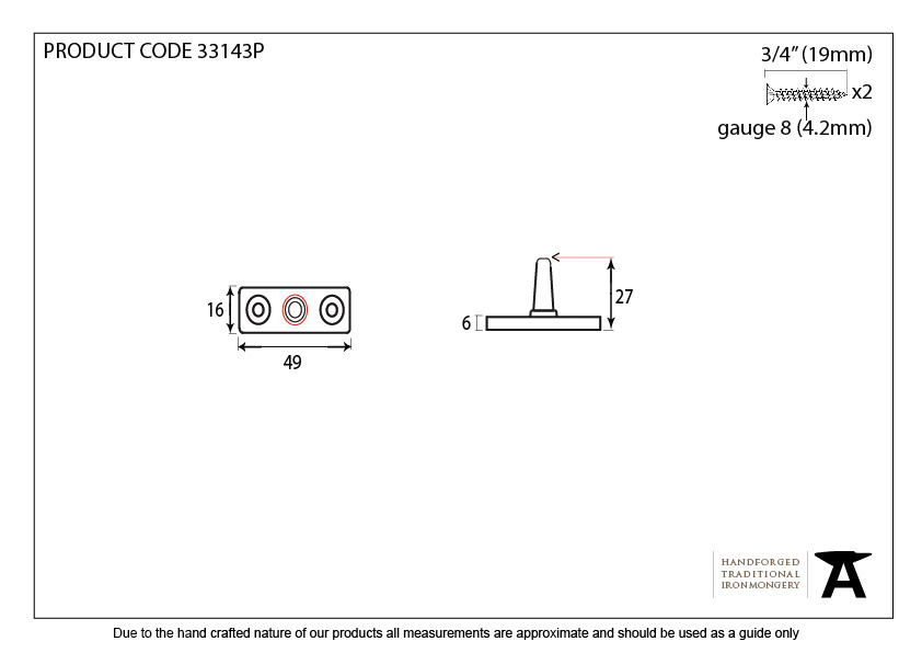 Beeswax Stay Pin - 33143P - Technical Drawing