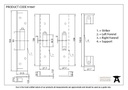 Black ½&quot; Euro Dead Lock Rebate Kit - 91847 - Technical Drawing