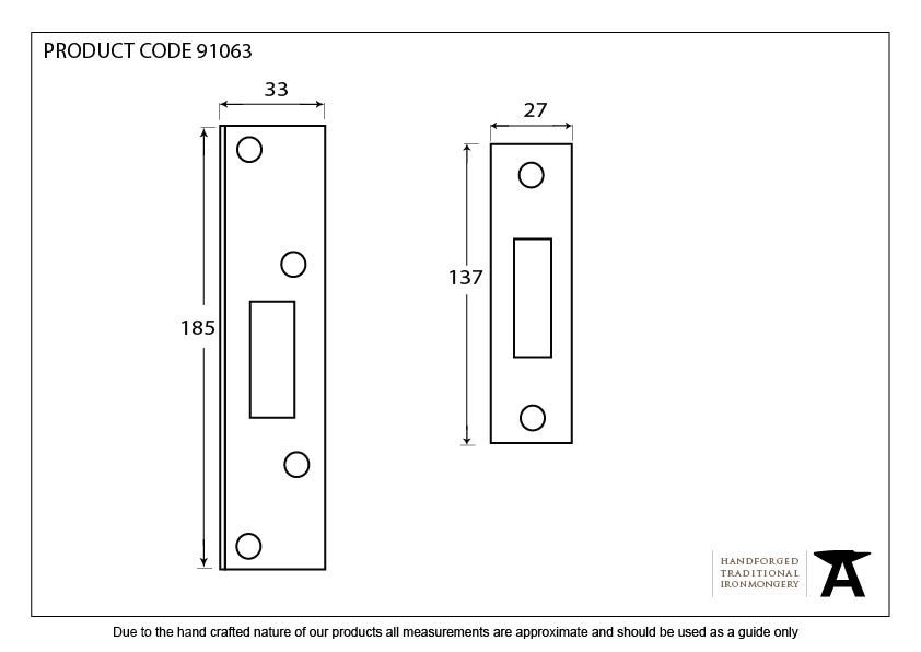 Black ½&quot; Rebate Kit for Deadlock - 91063 - Technical Drawing