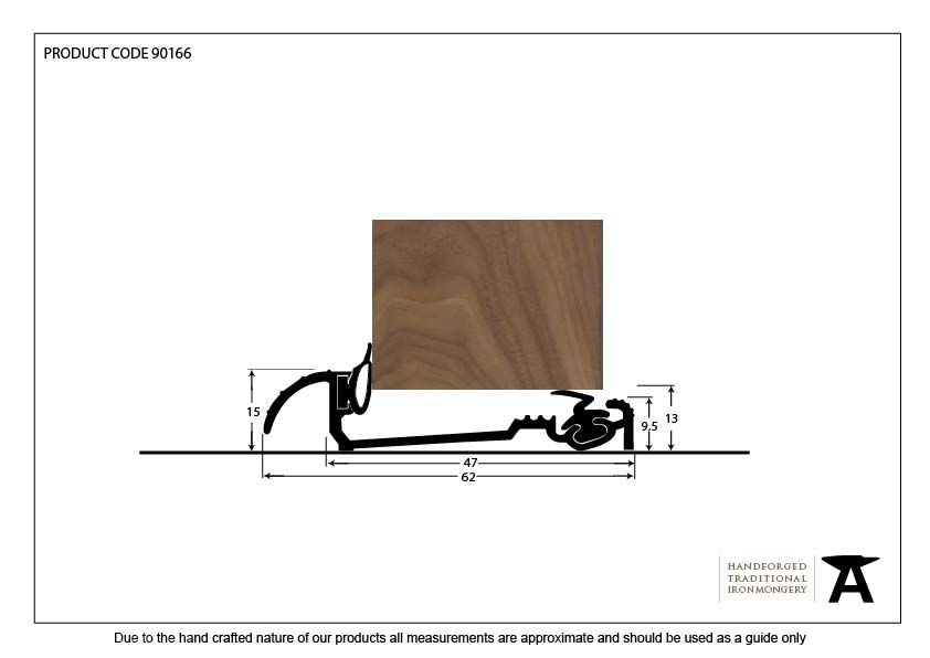 Black 1219mm Macclex 15/2 Threshold - 90166 - Technical Drawing