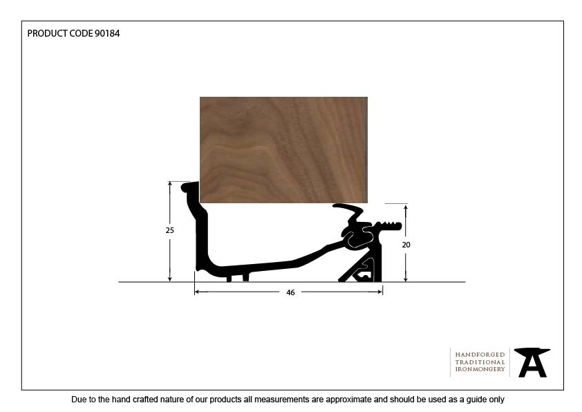 Black 1219mm Macclex Lowline Sill - 90184 - Technical Drawing