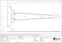 Black 12&quot; Arrow Head T Hinge (pair) - 33973 - Technical Drawing