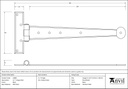 Black 12&quot; Penny End T Hinge (pair) - 33989 - Technical Drawing