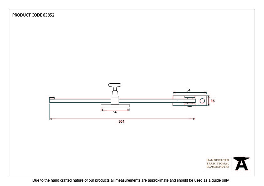 Black 12&quot; Sliding Stay - 83852 - Technical Drawing