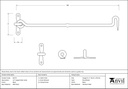 Black 14&quot; Forged Cabin Hook - 83774 - Technical Drawing