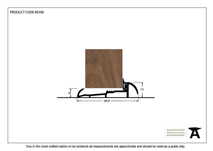 Black 1829mm OUM/4 Threshold - 90196 - Technical Drawing