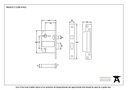 Black 2½&quot; 5 Lever BS Sash Lock - 91055 - Technical Drawing