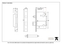 Black 2½&quot; 5 Lever Heavy Duty BS Sash Lock - 90052 - Technical Drawing