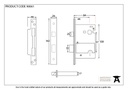 Black 2½&quot; 5 Lever Heavy Duty Sash Lock KA - 90061 - Technical Drawing