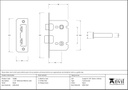 Black 2½&quot; Bathroom Mortice Lock - 91089 - Technical Drawing