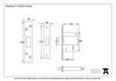 Black 2½&quot; BS 5 Lever Deadlock - 91058 - Technical Drawing