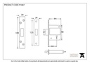 Black 2½&quot; BS 5 Lever Deadlock KA - 91067 - Technical Drawing