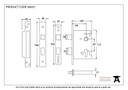Black 2½&quot; Euro Profile Sash Lock - 90055 - Technical Drawing