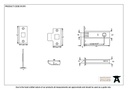 Black 2½&quot; Tubular Mortice Latch - 91079 - Technical Drawing