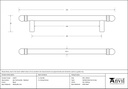 Black 220mm Bar Pull Handle - 33357 - Technical Drawing