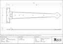 Black 22" Arrow Head T Hinge (pair) - 33808 - Technical Drawing