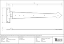 Black 22&quot; Arrow Head T Hinge (pair) - 33808 - Technical Drawing