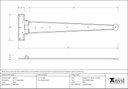 Black 22&quot; Penny End T Hinge (pair) - 33012 - Technical Drawing