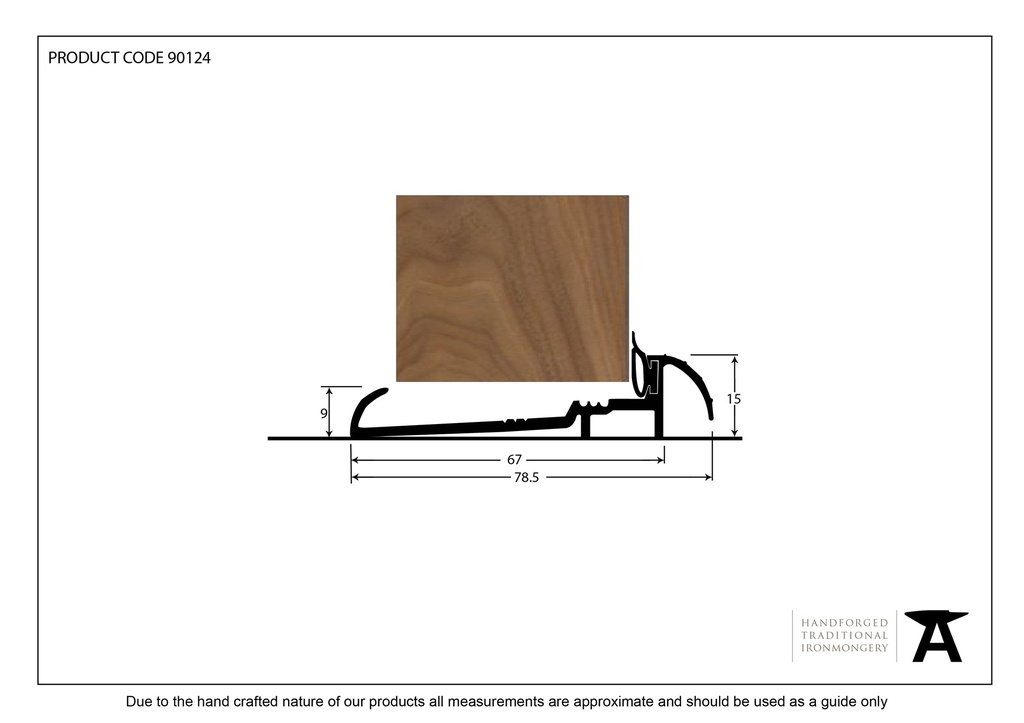 Black 3000mm OUM/6 Threshold - 90124 - Technical Drawing