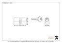 Black 35/35 6pin Euro Cylinder KA - 90238 - Technical Drawing