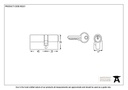 Black 35/45 6pin Euro Cylinder KA - 90231 - Technical Drawing