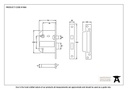 Black 3&quot; 5 Lever BS Sash Lock KA - 91066 - Technical Drawing