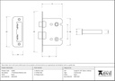 Black 3&quot; Bathroom Mortice Lock - 91085 - Technical Drawing