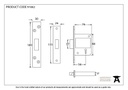 Black 3&quot; BS 5 Lever Deadlock - 91062 - Technical Drawing