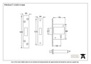 Black 3&quot; BS 5 Lever Deadlock KA - 91068 - Technical Drawing