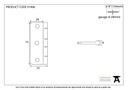 Black 3&quot; Dummy Butt Hinge (Single) - 91906 - Technical Drawing