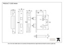 Black 3&quot; Euro Profile Sash Lock - 90056 - Technical Drawing