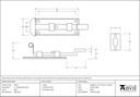 Black 4&quot; Cranked Door Bolt - 33014 - Technical Drawing