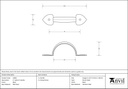 Black 4&quot; Gothic D Handle - 33994 - Technical Drawing